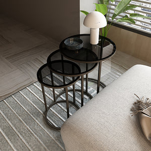 Soffbord Kyyjärvi set om 3 rund glas [en.casa] välj modell