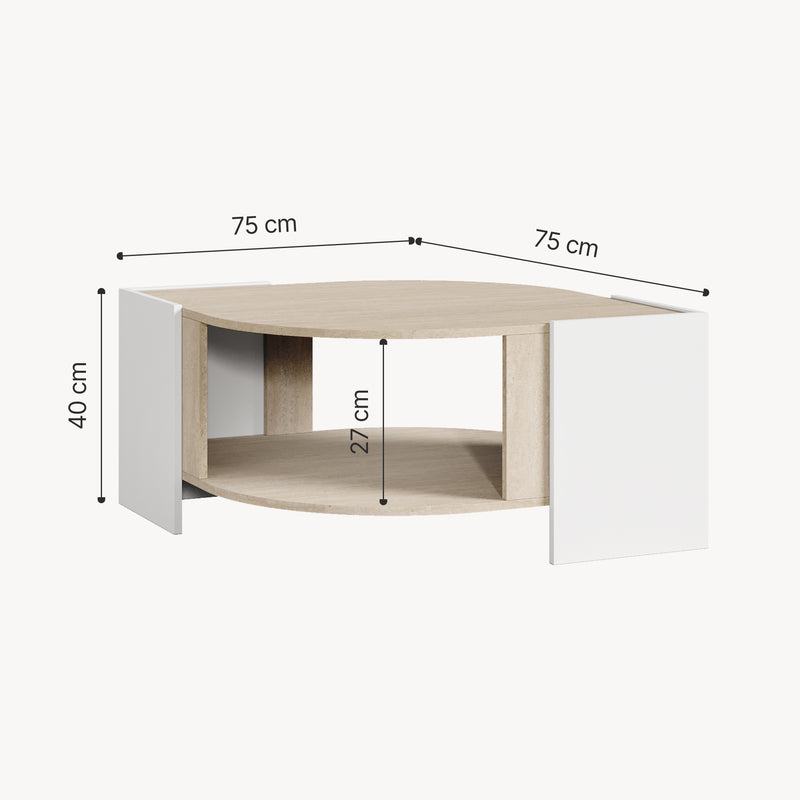 Måttskiss Soffbord Klipsari 75x75x40 cm [en.casa]