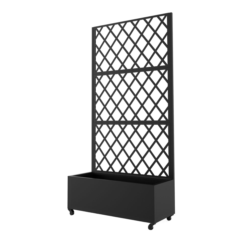 Avdelare Malja med blomlåda stål 190x82x38 cm svart [casa.pro]