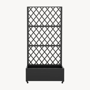 Avdelare Malja med blomlåda stål 190x82x38 cm svart [casa.pro]