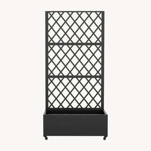 Avdelare Malja med blomlåda stål 190x82x38 cm svart [casa.pro]