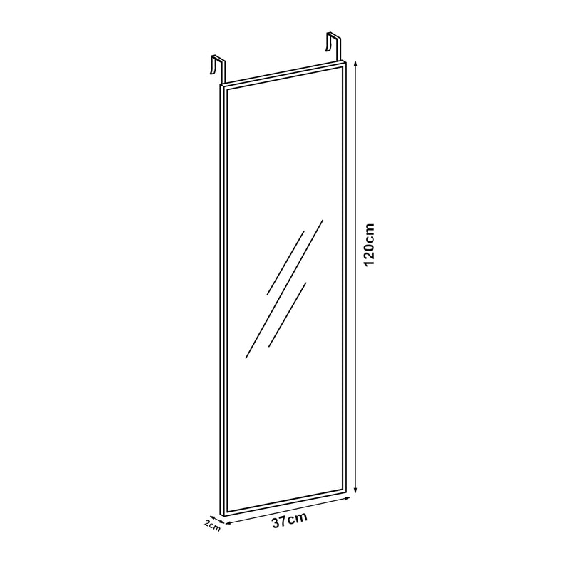 Måttskiss Dörrspegel Lesina Aluminiumram 120x37cm [en.casa]