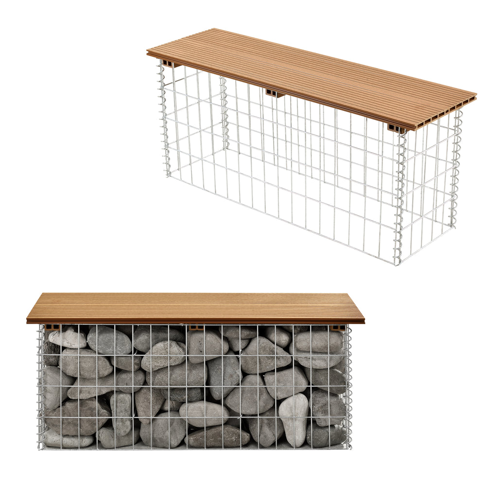Gabionbänk Friesland WPC 100x45x30 cm i olika färger pro.tec - premiumXL