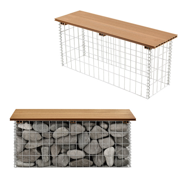 WPC Gabionbänk Stenkorg 100x30x45cm [pro.tec] välj modell