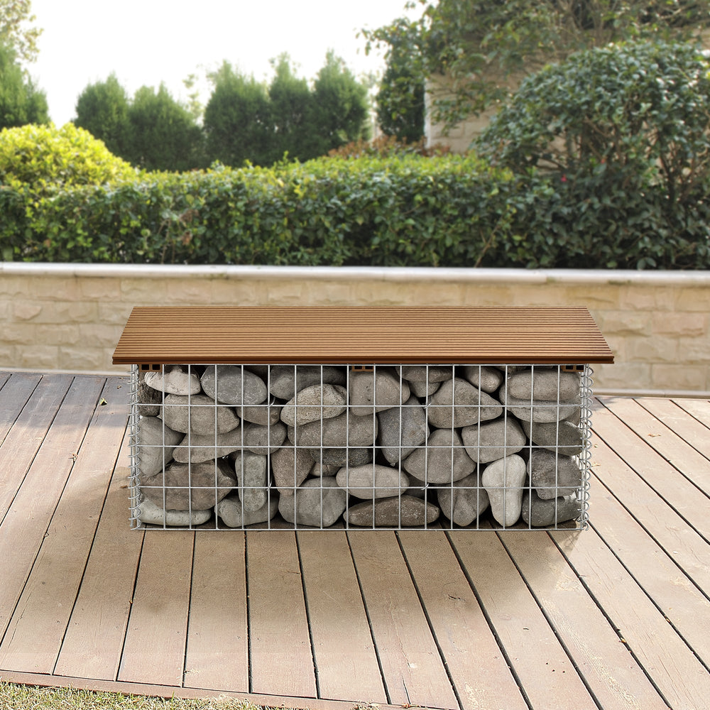 Gabionbänk Friesland WPC 100x45x30 cm i olika färger pro.tec - premiumXL