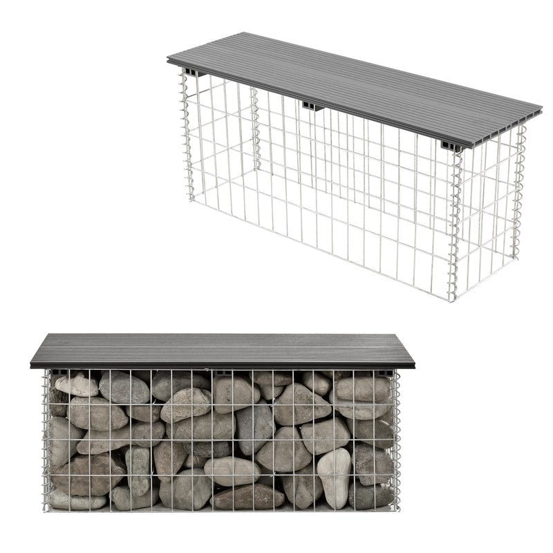 Måttskiss WPC Gabionbänk Stenkorg 100x30x45cm [pro.tec] välj modell