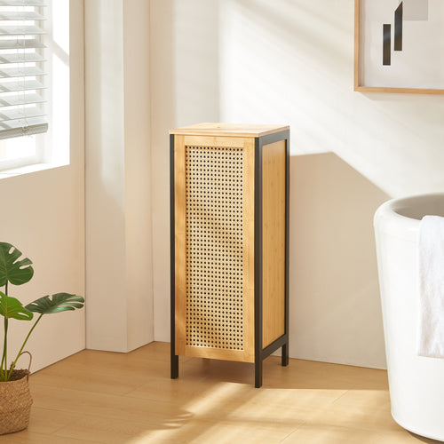 Tvättkorg Tervola 51 L Svart/Bambu [en.casa] - premiumXL