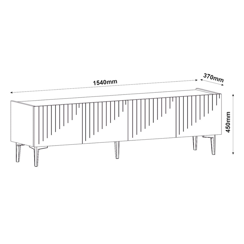 Måttskiss Oppdal TV-bord 154x37x45cm [en.casa]