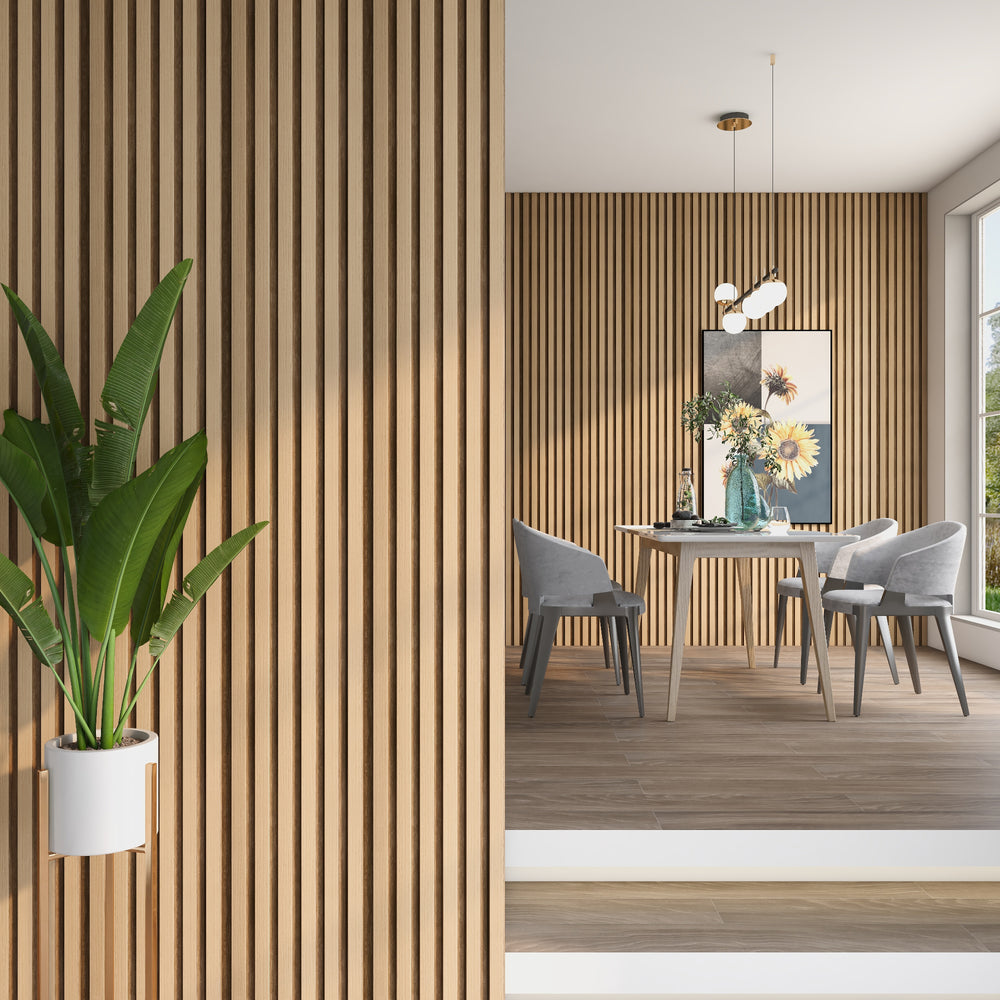 3D-väggpanel Borger Set 195x30 cm ljus eklook [NEU.HOLZ]