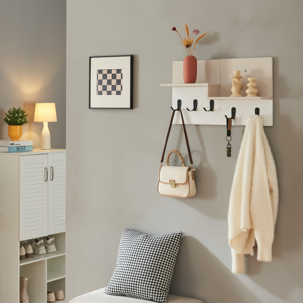 Väggklädhängare Botaruvn med 2 hyllor 34x59x13 cm Beige/Vit [en.casa] - premiumXL