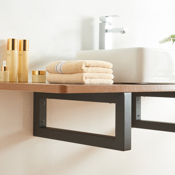 Väggkonsol 2-pack Hawangen Stål Svart [en.casa]