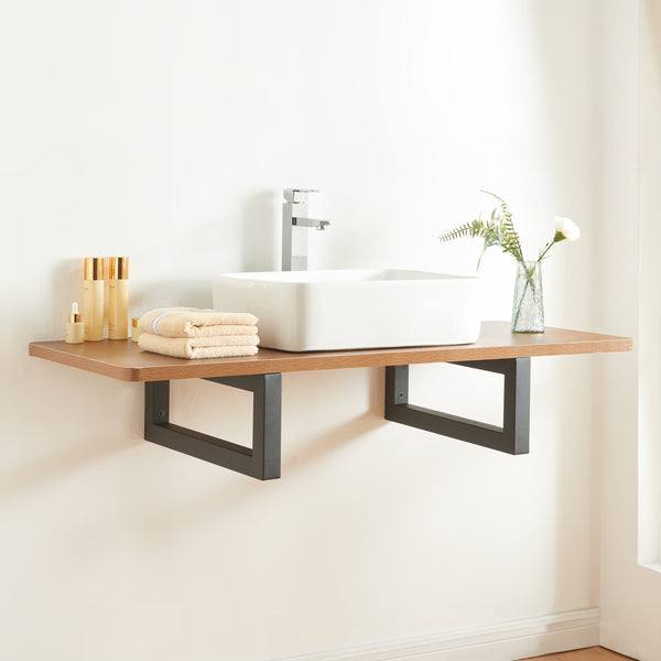 Väggkonsol 2-pack Hawangen Stål Svart [en.casa]