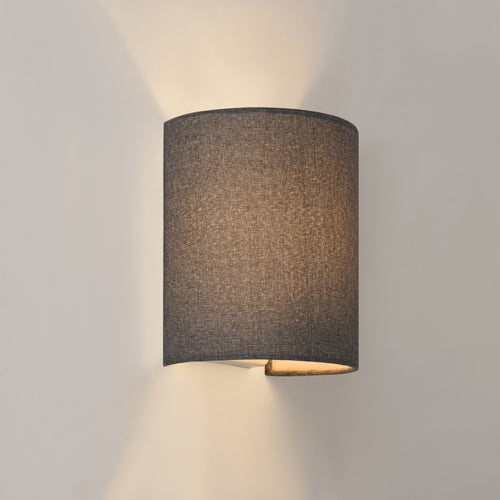 Vägglampa Bryssel 1x E27 halvrund 20 x 17,5 x 13 cm i linne lux.pro - premiumXL