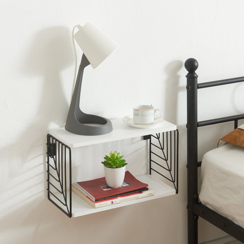 Vägghylla Moss 39x18x23 cm Svart/Vit [en.casa] - premiumXL