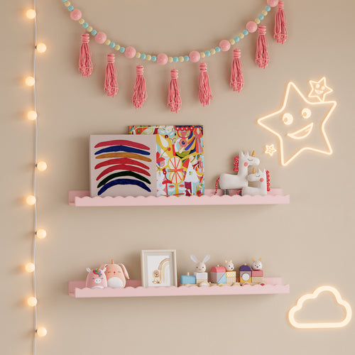 Barn - Vägg hylla 2-set Vestnes 60x10x5 cm Cotton Candy [en.casa] - premiumXL