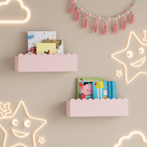 Barn - Vägg hylla 2-set Vestnes 40x10x10 cm Cotton Candy [en.casa] - premiumXL