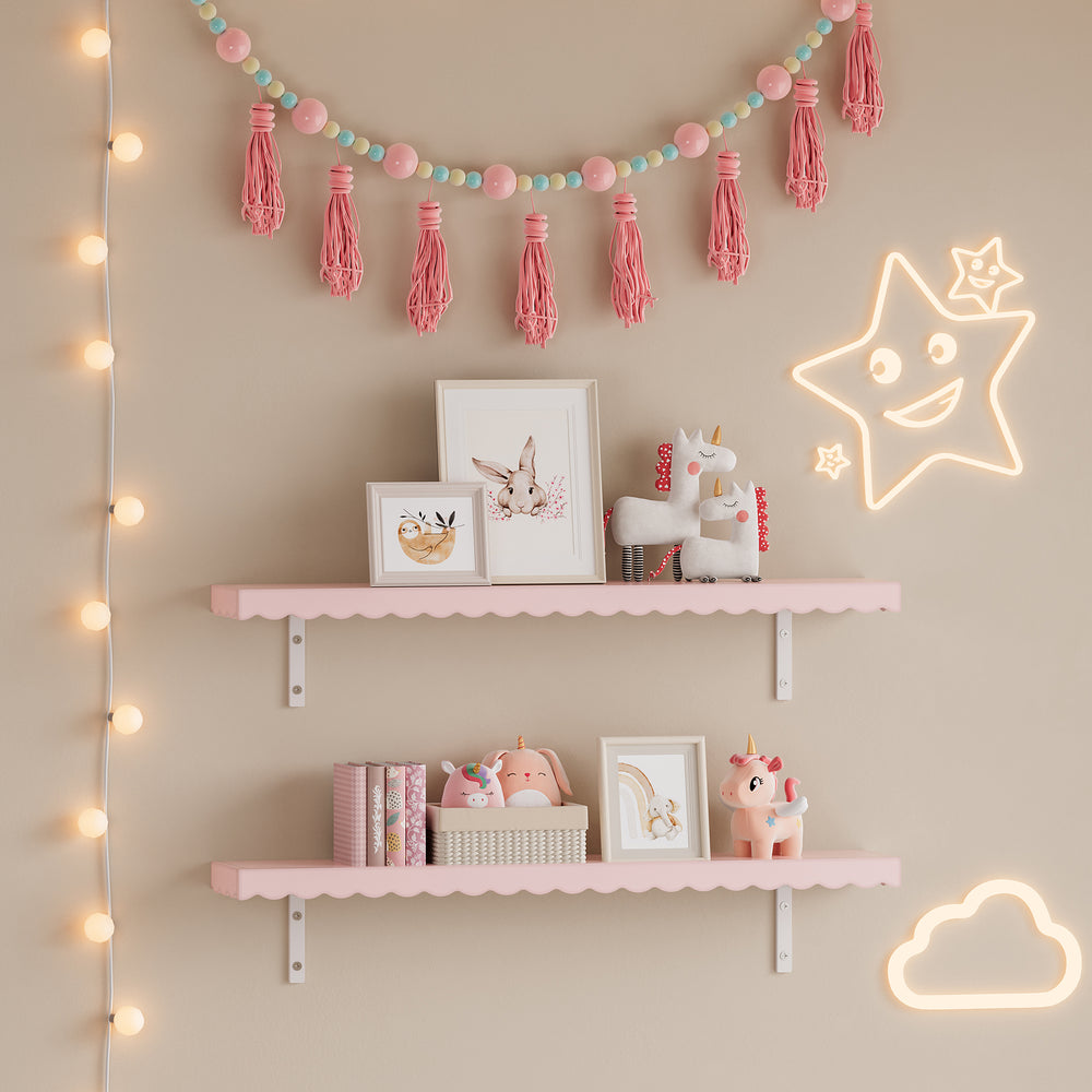 Barn - Vägg hylla 2-set Vestnes 80x17x4 cm Cotton Candy [en.casa] - premiumXL