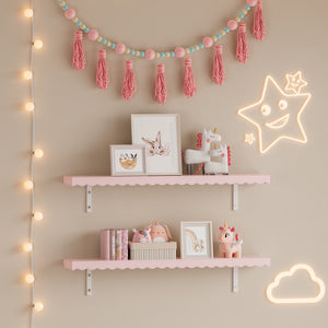 Barn - Vägg hylla 2-set Vestnes 80x17x4 cm Cotton Candy [en.casa] - premiumXL
