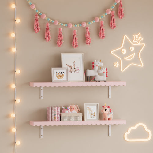 Barn - Vägg hylla 2-set Vestnes 80x17x4 cm Cotton Candy [en.casa] - premiumXL