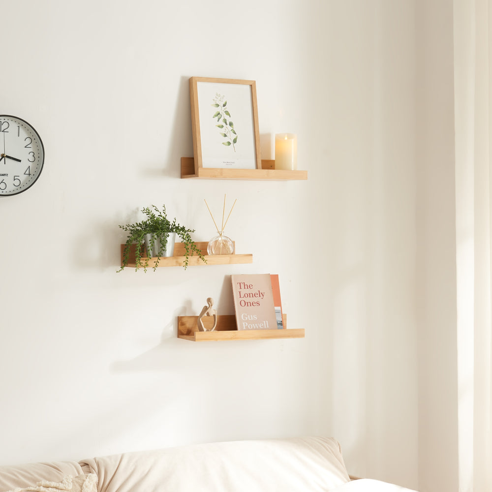 Vägghyllset Gildeskål 3-delars set 40x13x7cm bambu [en.casa] - premiumXL