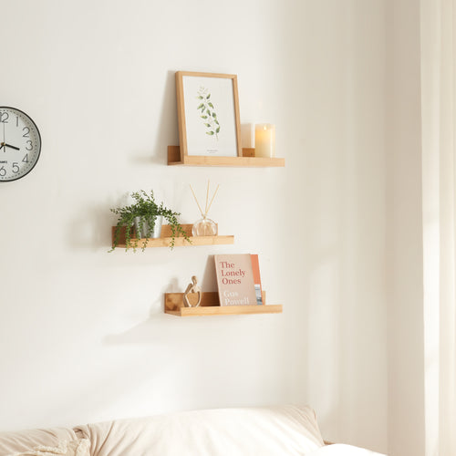 Vägghyllset Gildeskål 3-delars set 40x13x7cm bambu [en.casa] - premiumXL