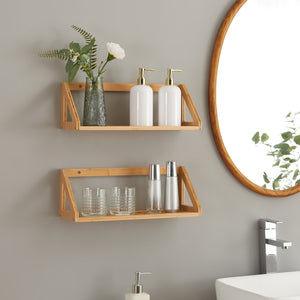 Vägghyllset Gjerdrum 2-delars set 43x15x15cm bambu [en.casa] - premiumXL