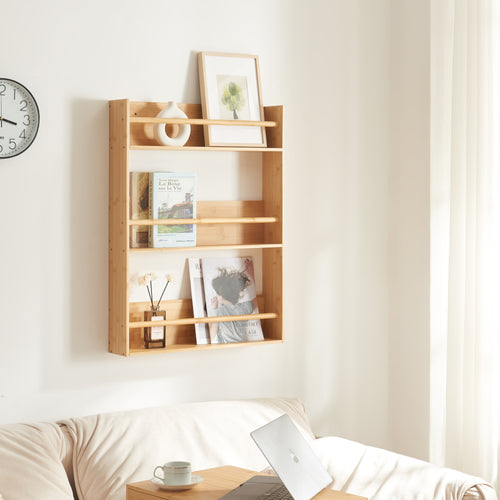 Vägghylla Hareid 80x60x12cm bambu [en.casa] - premiumXL