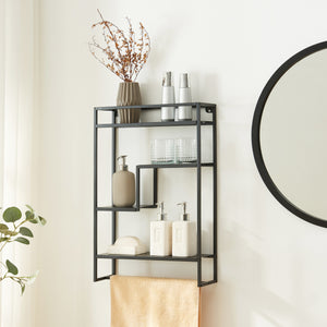 Väggmonterad hylla Uurainen 60x40x13 cm Svart [en.casa]