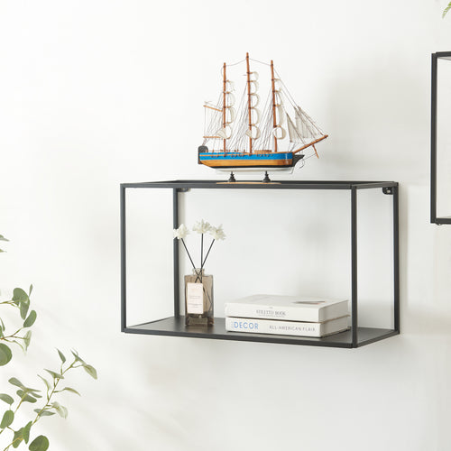 Vägghylla Notodden Svart Stål [en.casa] - premiumXL