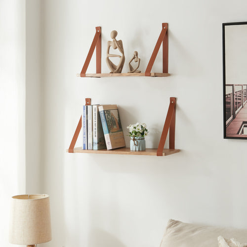 Vägghyllset Utsira 48/60 x 20 x 30 cm 2 - delars Eklook/Brun [en.casa] - premiumXL