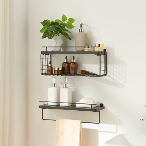 Vägghylla Vik 2-pack Svart [en.casa] - premiumXL
