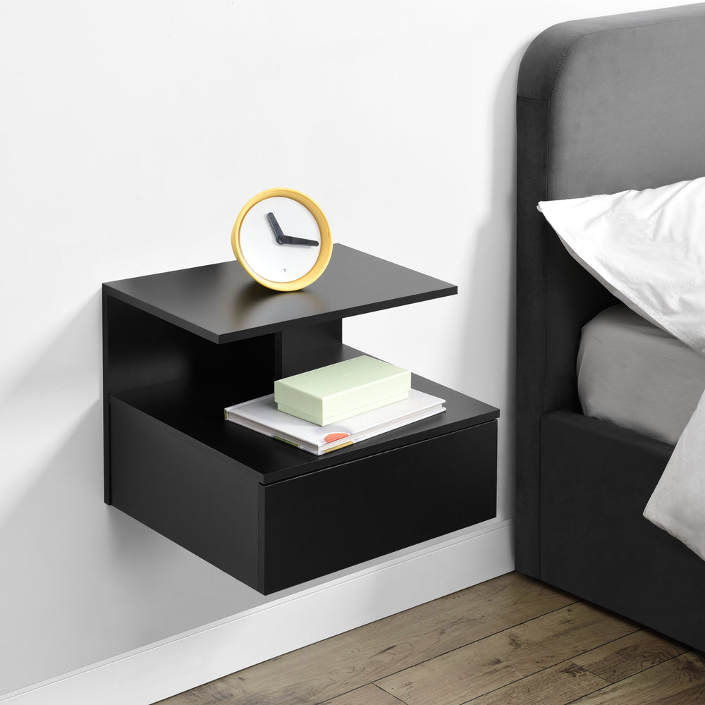 Sängbord väggmonterad Amberg med låda [en.casa] - premiumXL