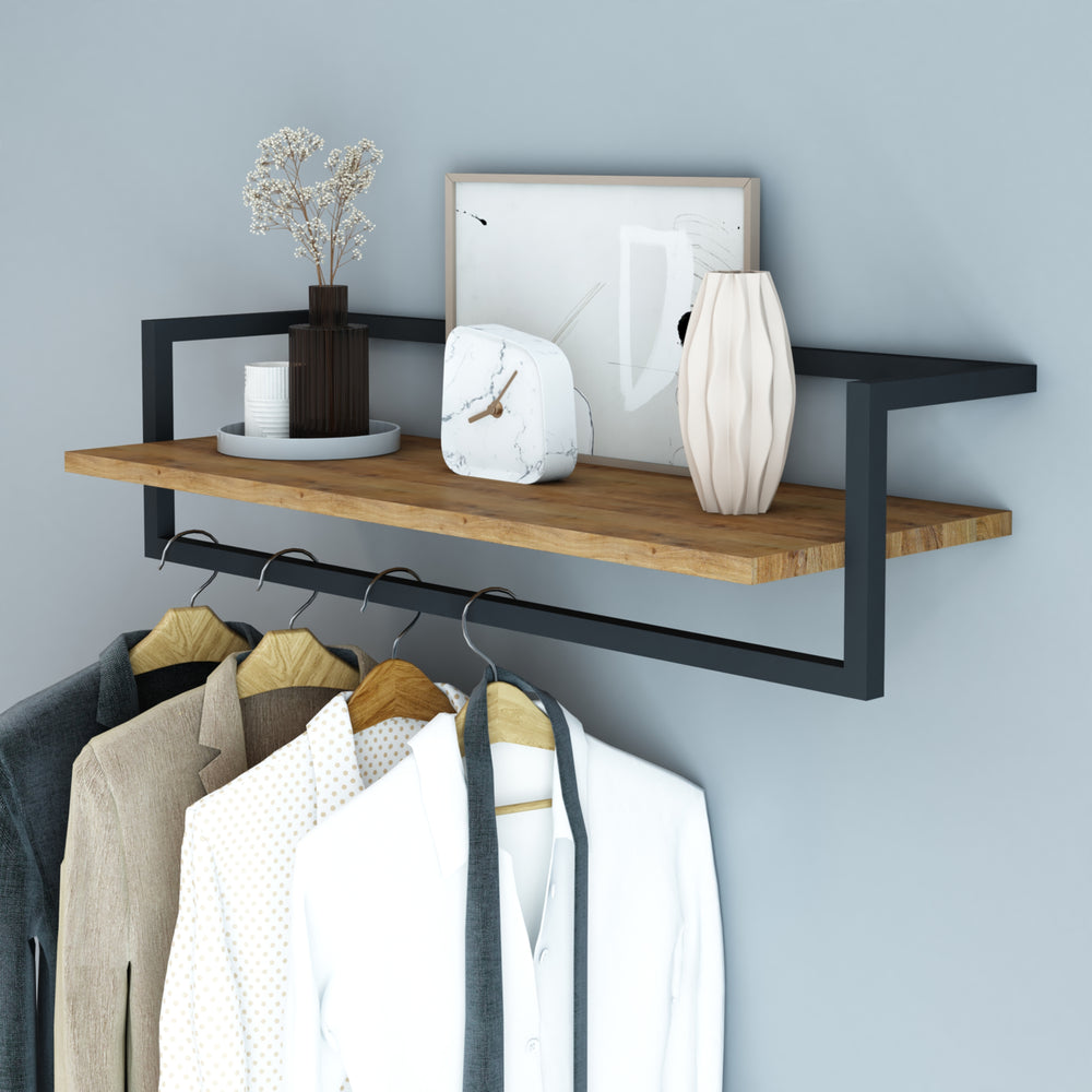 Vägghängd garderob Evje 80x30x20cm träfärgad/svart [en.casa] - premiumXL