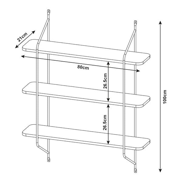 Vägghylla Østfold 100x80x21 cm stål [en.casa]
