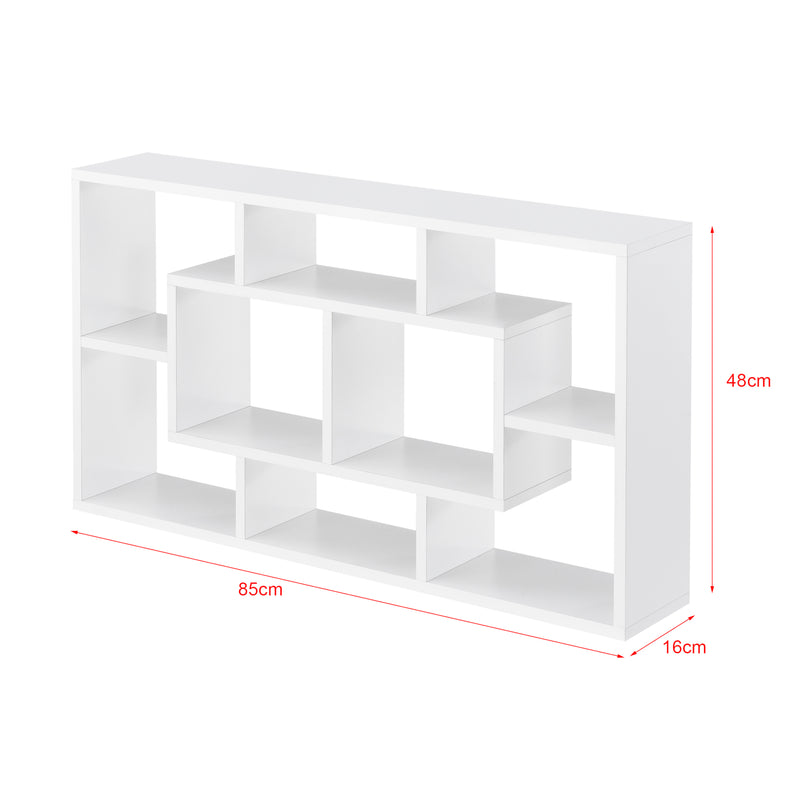 Måttskiss Vägghylla Saputit med 8 fack 85x16x48cm [en.casa] välj modell