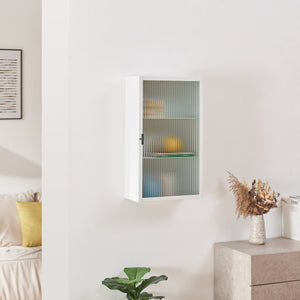 Väggskåp Zundert med räfflad glasdörr 60x35x15 cm stål [en.casa]