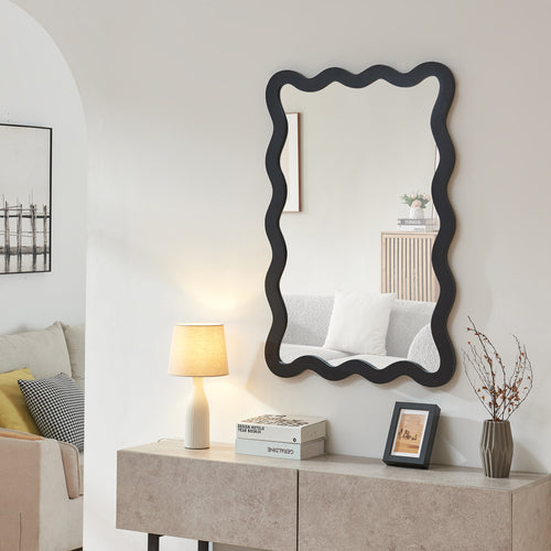 Väggspegel Koster 90x60 cm Svart [en.casa] - premiumXL