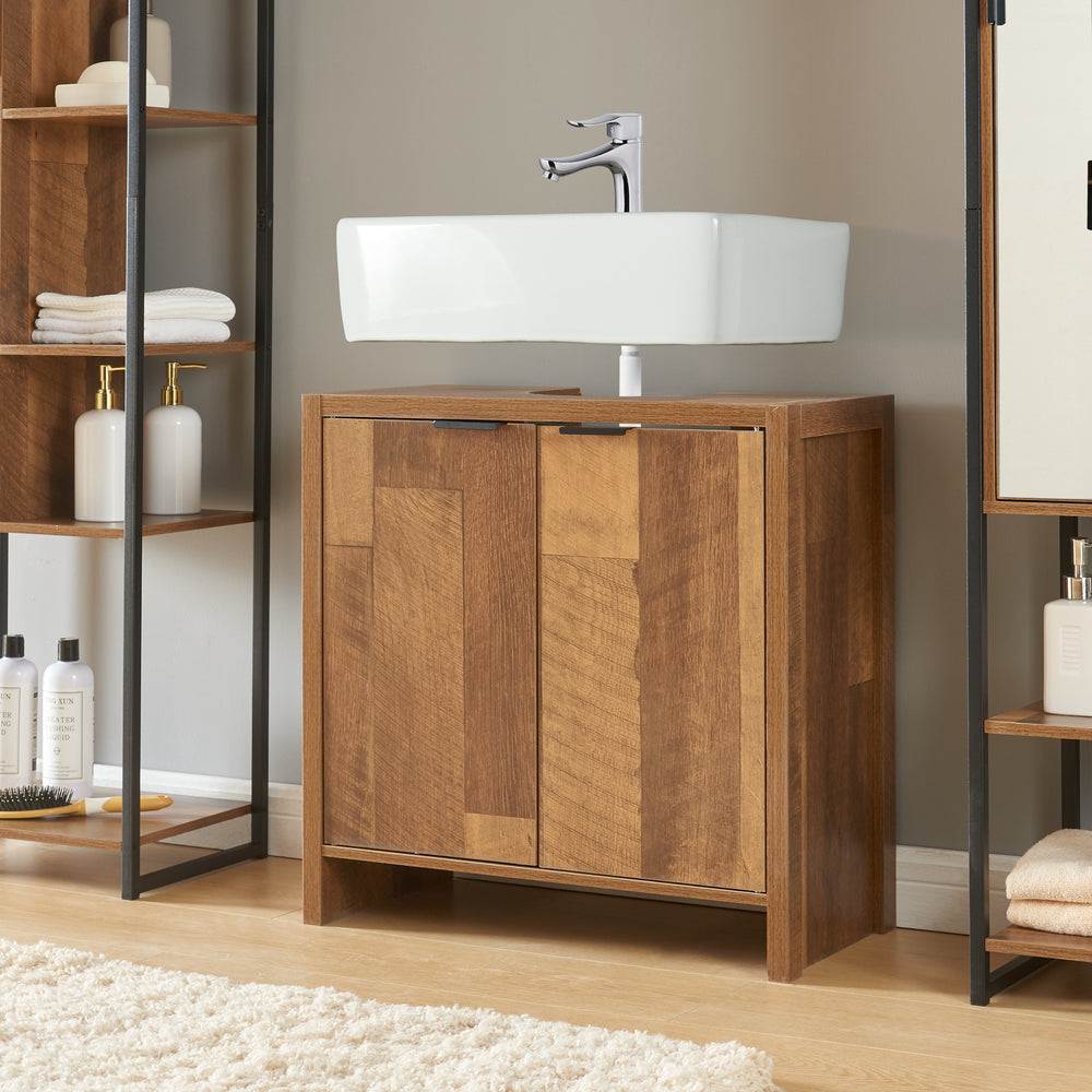 Tvättställsskåp Namsskogan 60x60x30cm valnötslook [en.casa] - premiumXL