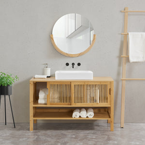 Tvättställsskåp Hvaler 60x100x45cm bambu [en.casa] - premiumXL