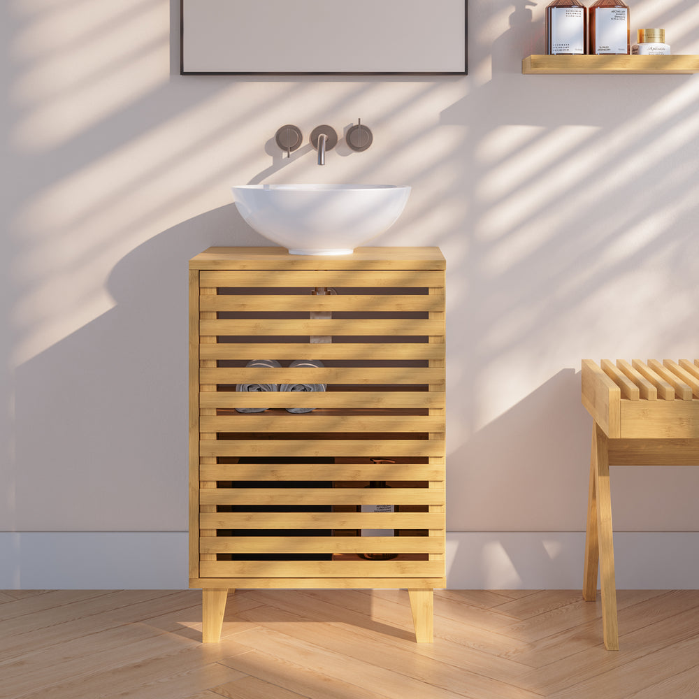 Tvättställsskåp Iveland 60x40x30cm Bambus [en.casa]
