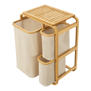 Evenes tvättsamlare med 3 tvättkorgar i bambu i olika färger [en.casa]