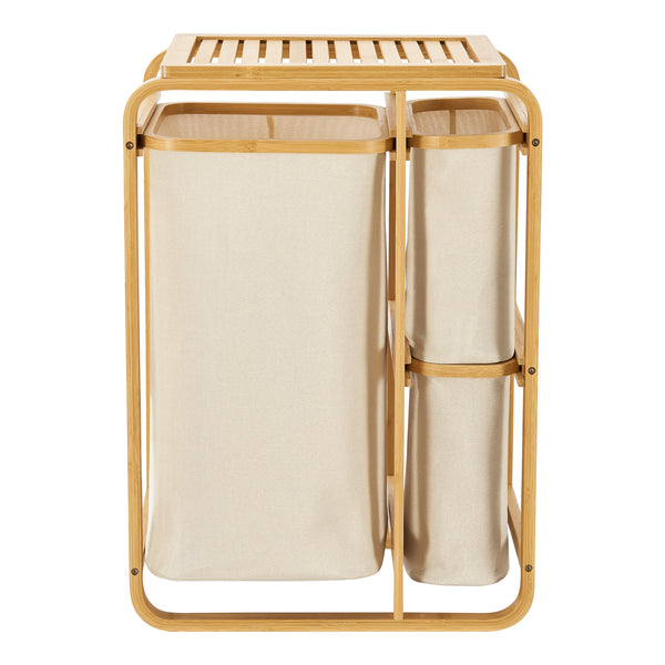 Evenes tvättsamlare med 3 tvättkorgar i bambu i olika färger [en.casa]