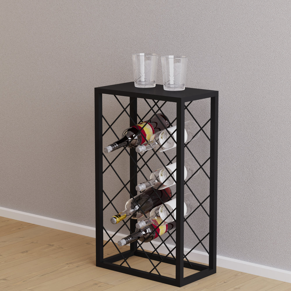 Vinställ Amasia i metall 74x45x22 cm svart [en.casa] - premiumXL