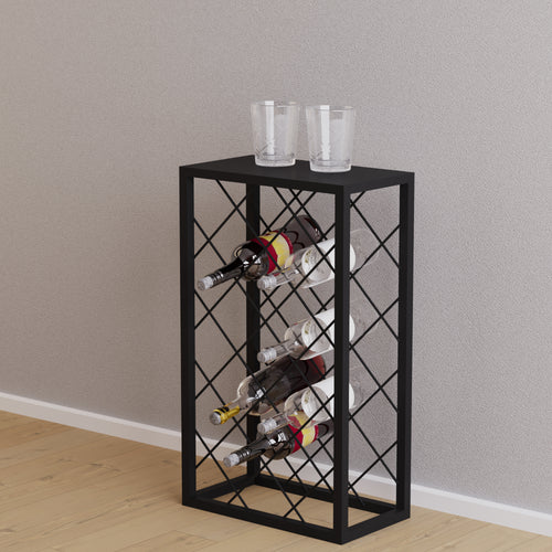 Vinställ Amasia i metall 74x45x22 cm svart [en.casa] - premiumXL
