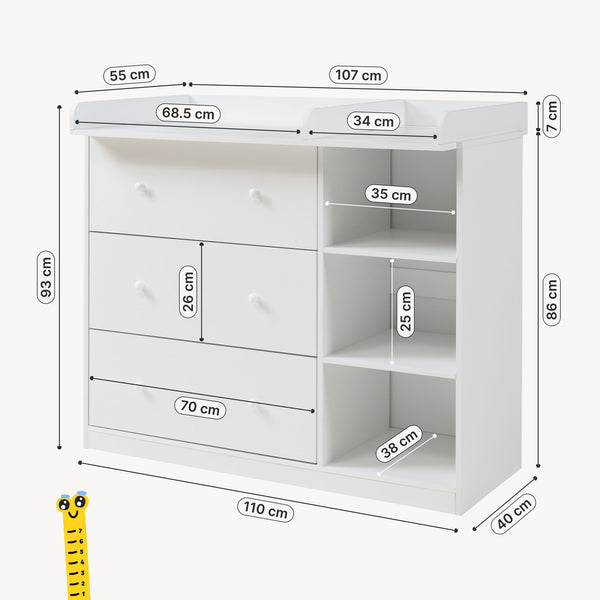 Skötbord Beldinupp med skötbordsinsats [en.casa]