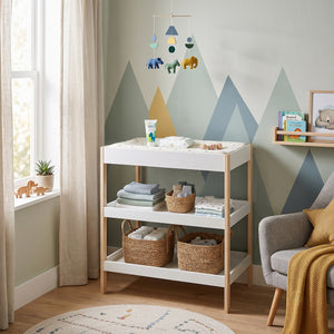 Skötbord Oupilu med 2 hyllor 91x82x53 cm Vit [en.casa]
