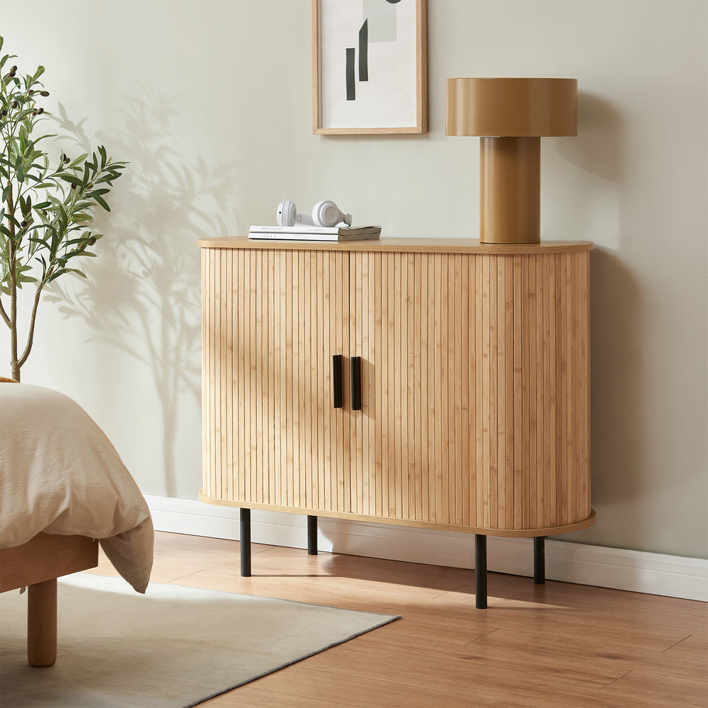 Sidobord Tvedestrand 100x40x80 cm Natur/Svart [en.casa]