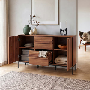 Sideboard Kilmandar 150x40x79 cm valnötseffekt [en.casa]
