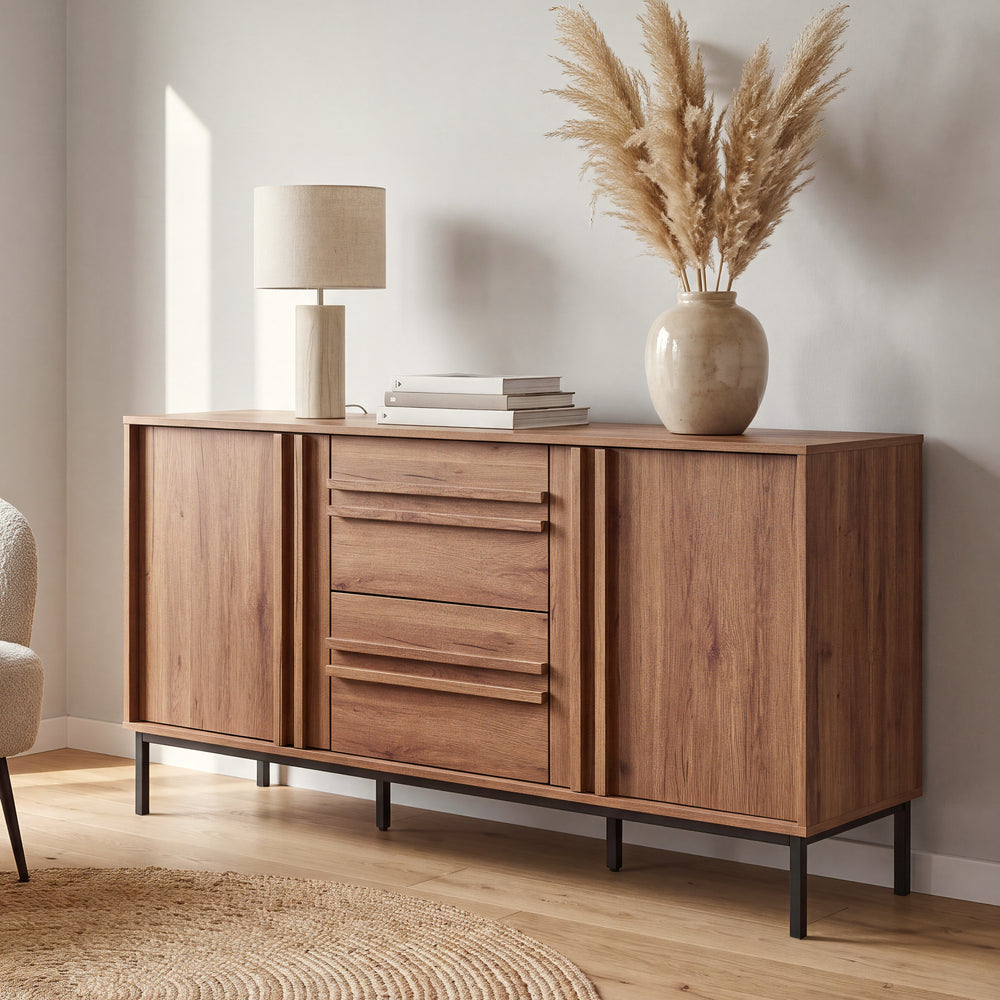 Sideboard Kilmandar 150x40x79 cm valnötseffekt [en.casa]
