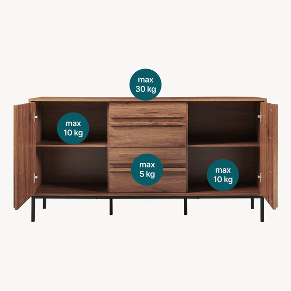 Sideboard Kilmandar 150x40x79 cm valnötseffekt [en.casa]